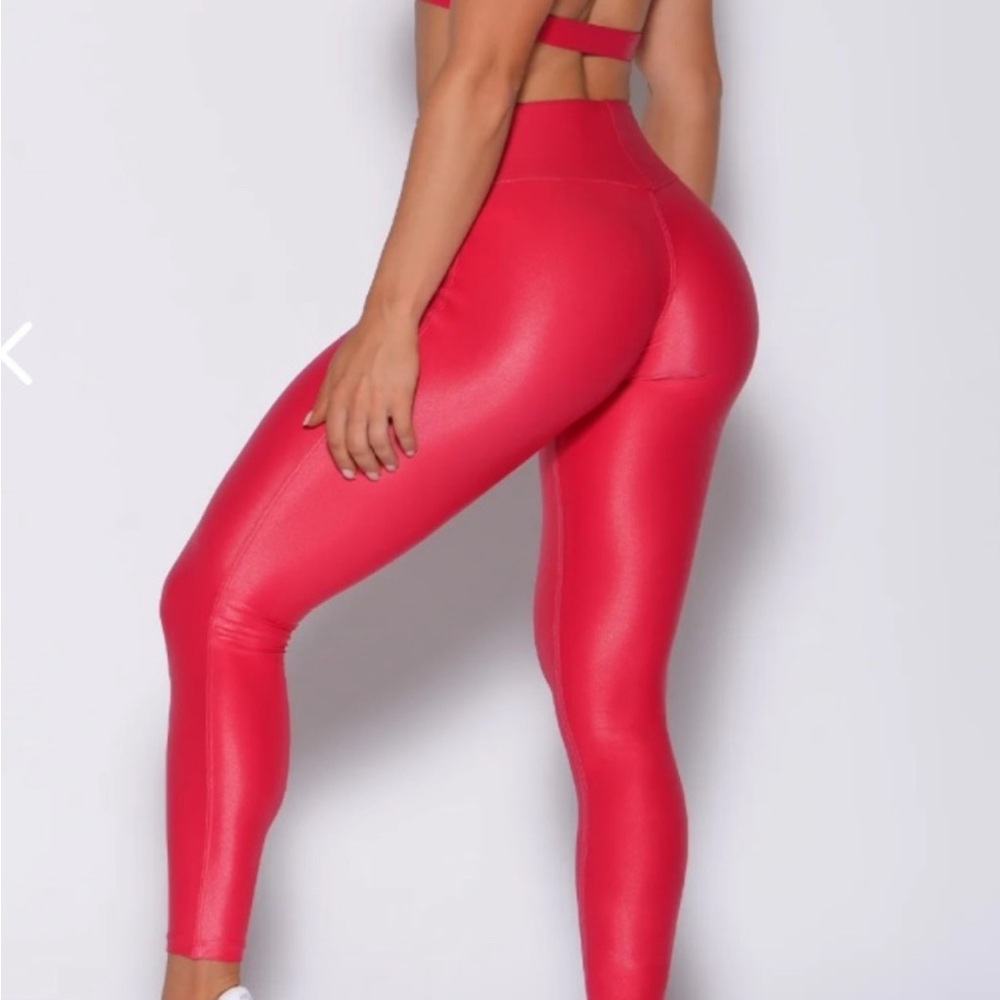 BOMBSHELL SPORTSWEAR 🔥 Red Glossy High-Waisted Leggings, stretchy and flattering
